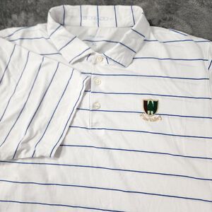 B. Draddy Mens XL White Blue Striped Pima Cotton Polo Pine Valley Logo Golf Rare